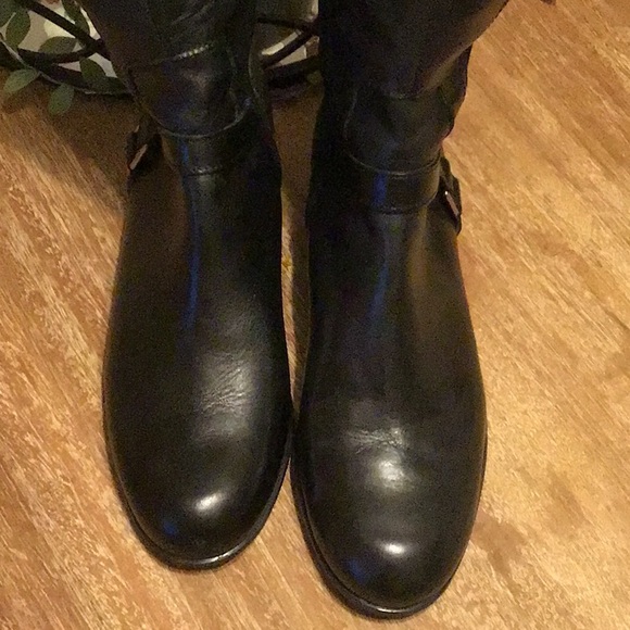 Elegant Black Leather Suede Knee-High Women's Boots - Picture 4 of 10